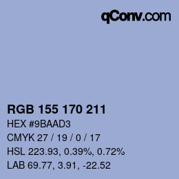 Color code: RGB 155 170 211 | qconv.com