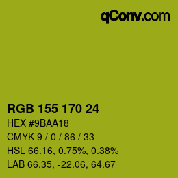 颜色代码: RGB 155 170 24 | qconv.com