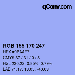 カラーコード: RGB 155 170 247 | qconv.com