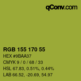 颜色代码: RGB 155 170 55 | qconv.com