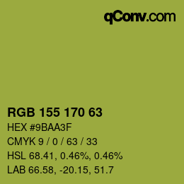 Color code: RGB 155 170 63 | qconv.com