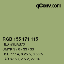 Color code: RGB 155 171 115 | qconv.com