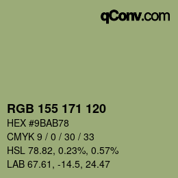 颜色代码: RGB 155 171 120 | qconv.com