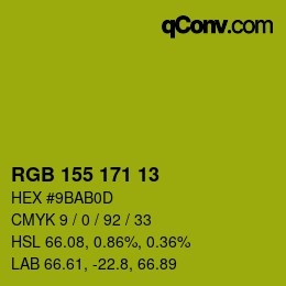 颜色代码: RGB 155 171 13 | qconv.com
