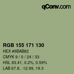 カラーコード: RGB 155 171 130 | qconv.com