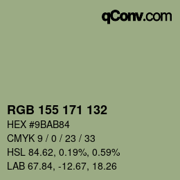 颜色代码: RGB 155 171 132 | qconv.com