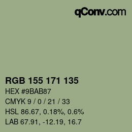 颜色代码: RGB 155 171 135 | qconv.com