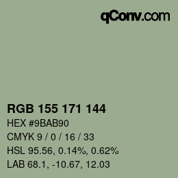 カラーコード: RGB 155 171 144 | qconv.com