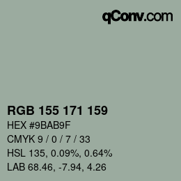 カラーコード: RGB 155 171 159 | qconv.com