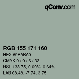 Color code: RGB 155 171 160 | qconv.com