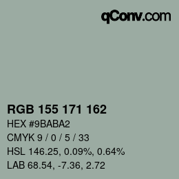 Color code: RGB 155 171 162 | qconv.com