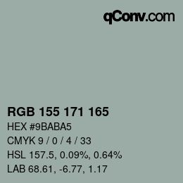 カラーコード: RGB 155 171 165 | qconv.com