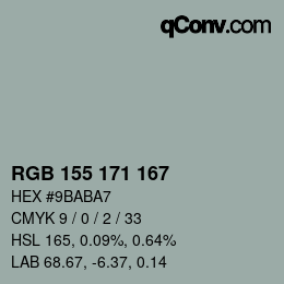 Color code: RGB 155 171 167 | qconv.com
