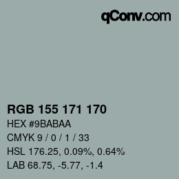 カラーコード: RGB 155 171 170 | qconv.com