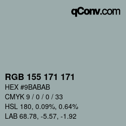 颜色代码: RGB 155 171 171 | qconv.com