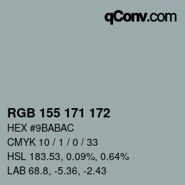 颜色代码: RGB 155 171 172 | qconv.com