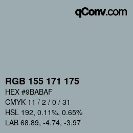 カラーコード: RGB 155 171 175 | qconv.com