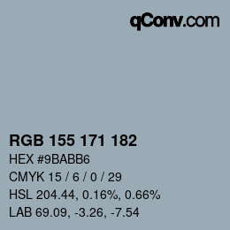颜色代码: RGB 155 171 182 | qconv.com