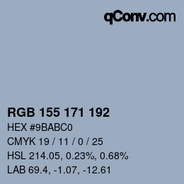 颜色代码: RGB 155 171 192 | qconv.com