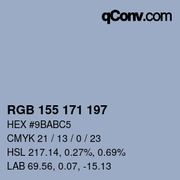 颜色代码: RGB 155 171 197 | qconv.com