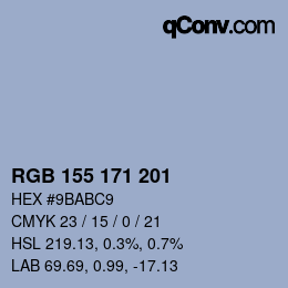 Color code: RGB 155 171 201 | qconv.com