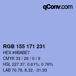 カラーコード: RGB 155 171 231 | qconv.com