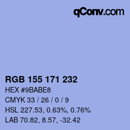 カラーコード: RGB 155 171 232 | qconv.com
