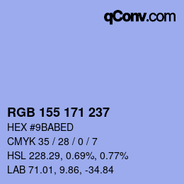 カラーコード: RGB 155 171 237 | qconv.com