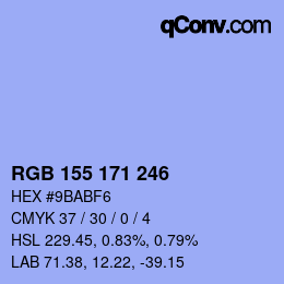 カラーコード: RGB 155 171 246 | qconv.com