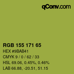 カラーコード: RGB 155 171 65 | qconv.com