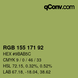 Color code: RGB 155 171 92 | qconv.com
