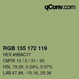 颜色代码: RGB 155 172 119 | qconv.com