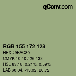 カラーコード: RGB 155 172 128 | qconv.com