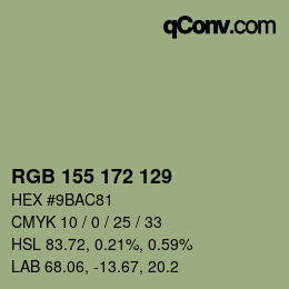 颜色代码: RGB 155 172 129 | qconv.com