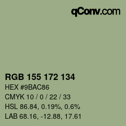 颜色代码: RGB 155 172 134 | qconv.com