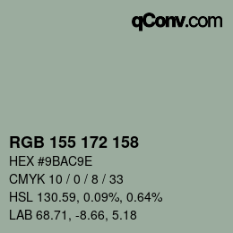 颜色代码: RGB 155 172 158 | qconv.com