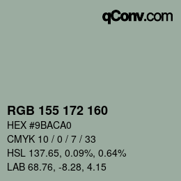 Color code: RGB 155 172 160 | qconv.com