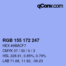 カラーコード: RGB 155 172 247 | qconv.com