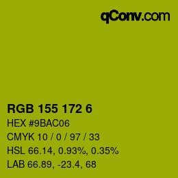 Color code: RGB 155 172 6 | qconv.com