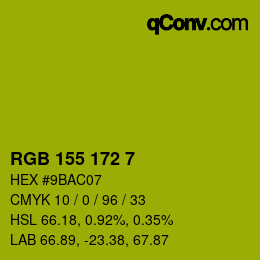 カラーコード: RGB 155 172 7 | qconv.com