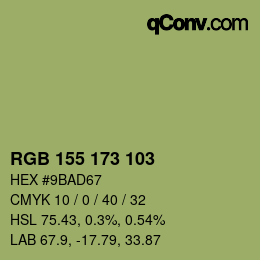 Color code: RGB 155 173 103 | qconv.com