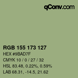 Color code: RGB 155 173 127 | qconv.com