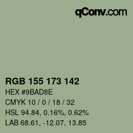 Color code: RGB 155 173 142 | qconv.com