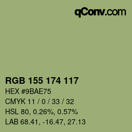 颜色代码: RGB 155 174 117 | qconv.com