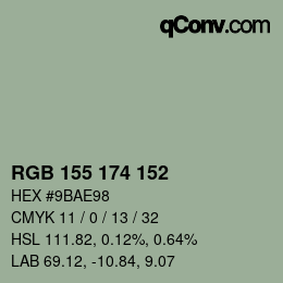 Color code: RGB 155 174 152 | qconv.com