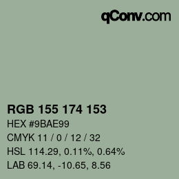 Color code: RGB 155 174 153 | qconv.com