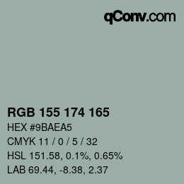 カラーコード: RGB 155 174 165 | qconv.com