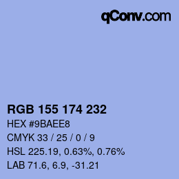 Color code: RGB 155 174 232 | qconv.com