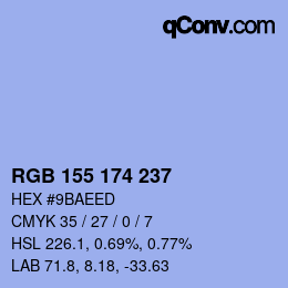 Color code: RGB 155 174 237 | qconv.com
