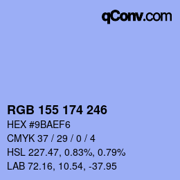 Color code: RGB 155 174 246 | qconv.com